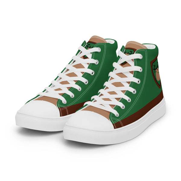 Vintage Castle Antlers Shield Women’s high top canvas shoes