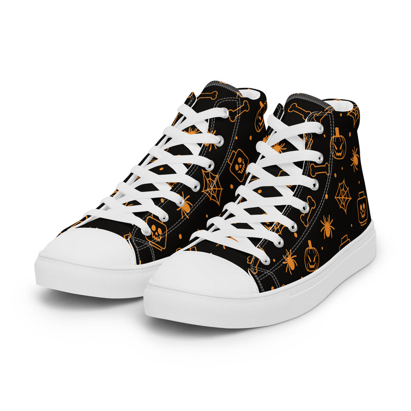 Skeletons Ghost Spiders Halloween Women’s high top canvas shoes