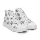 White Skeleton Head with Bones Women’s high top canvas shoes