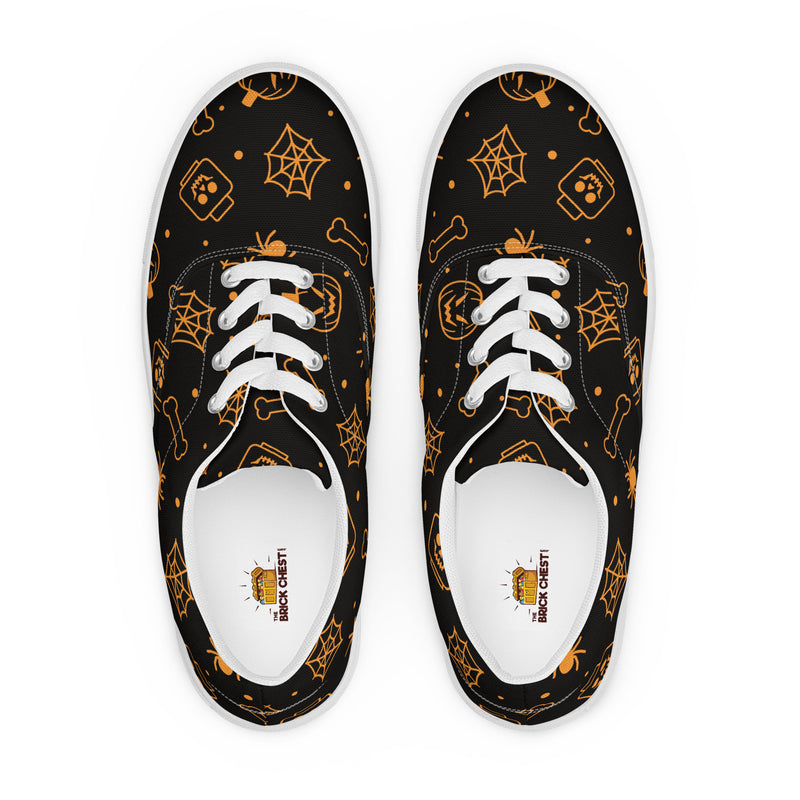 Halloween Ghost Spider Skeletons Women’s Lace-Up Canvas Shoes