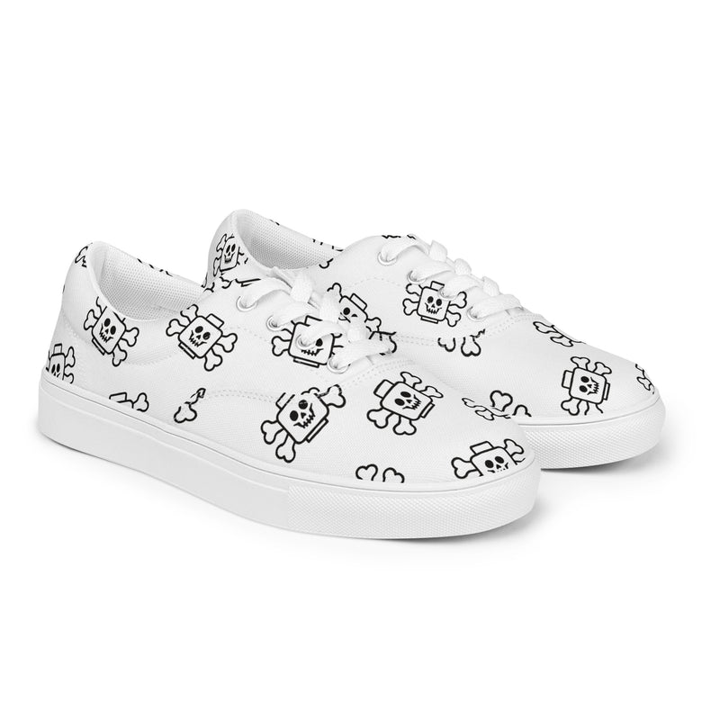 White Skeleton Women’s Lace-Up Canvas Shoes