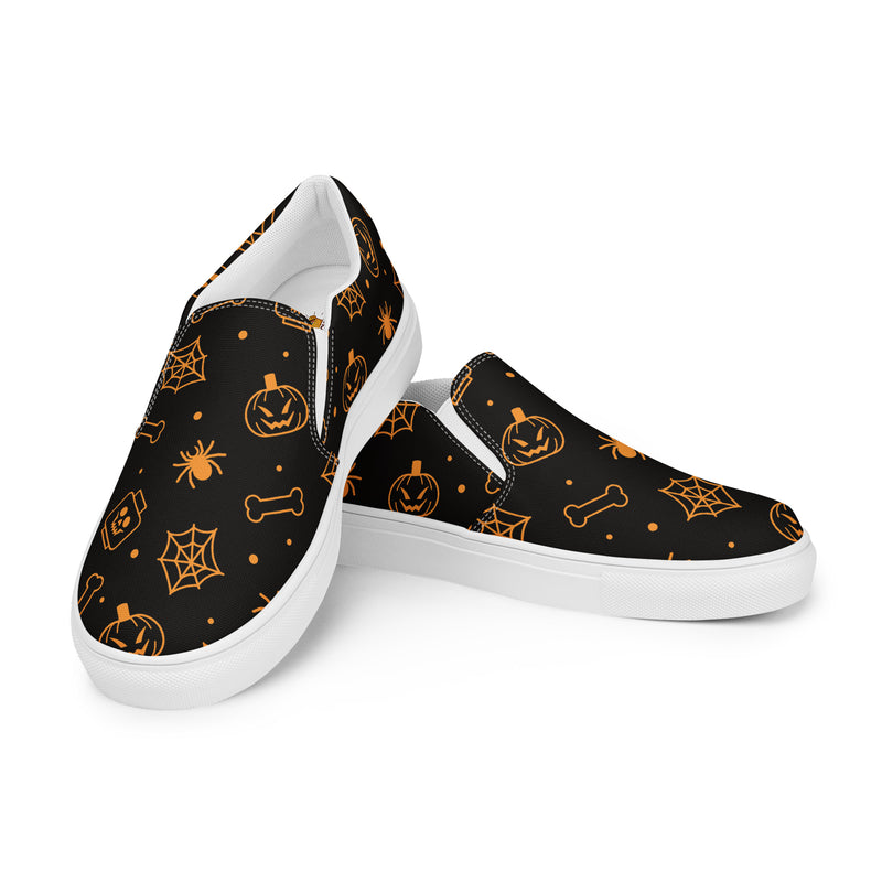 Halloween Ghost Spider Skeletons Women’s slip-on canvas shoes