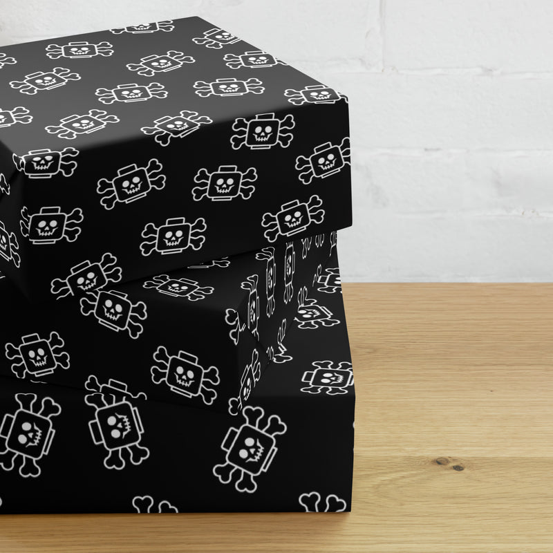 Skeleton Skull Pirates Crossbone Black Gift Wrapping paper sheets