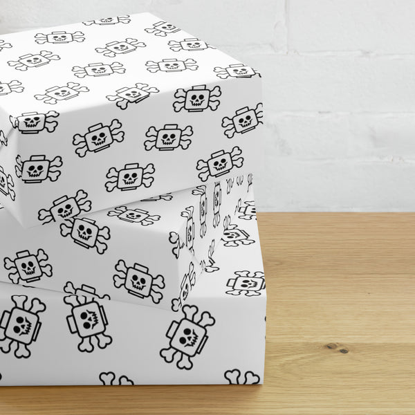 Skeleton Crossbone White Gift Wrapping paper sheets