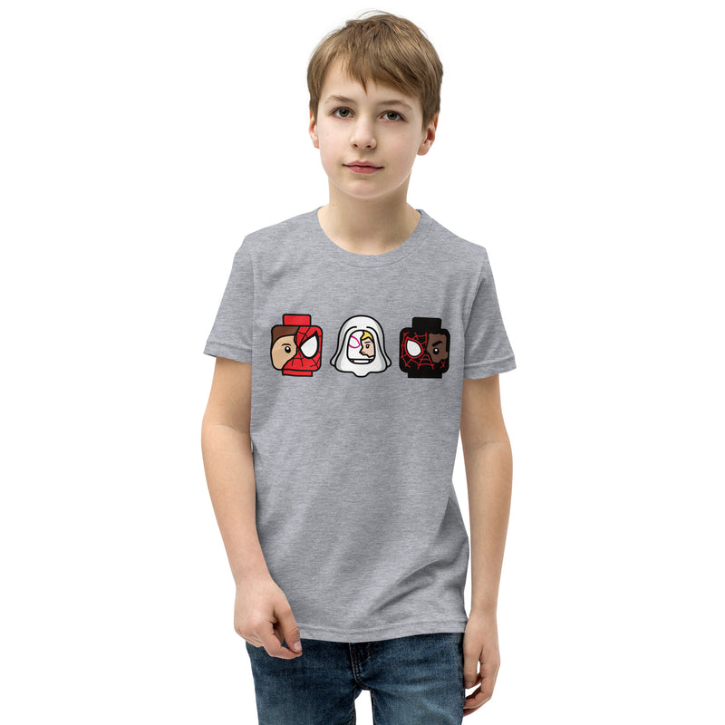 Custom Building Brick Spidey Ghostie Spin Team Minifigure Head cotton kids T-Shirt