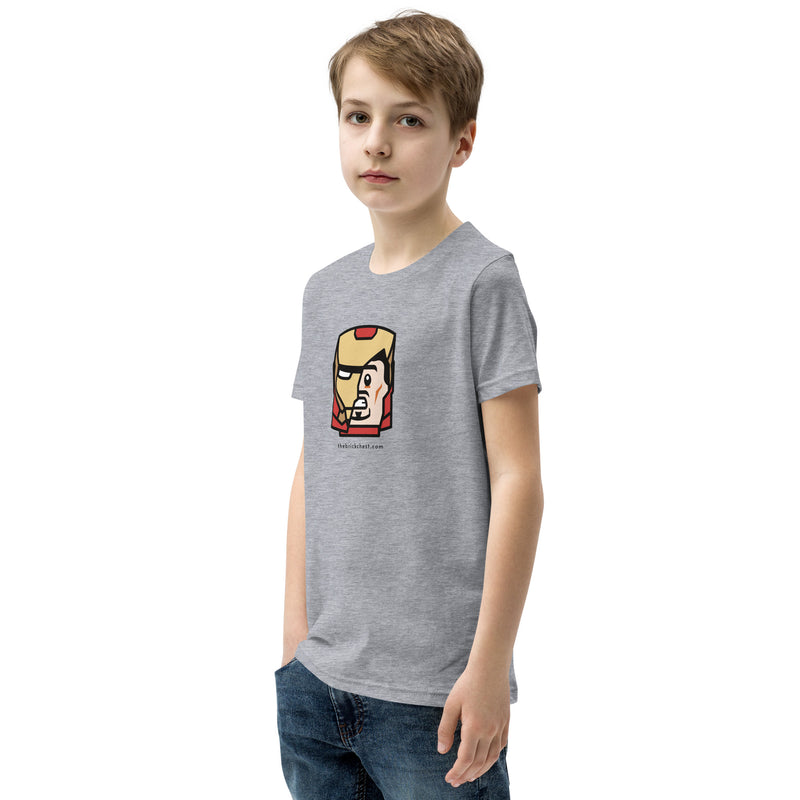 Custom Building Brick Lego Style Iron Man Tony Minifigure Head cotton Youth Short Sleeve T-Shirt