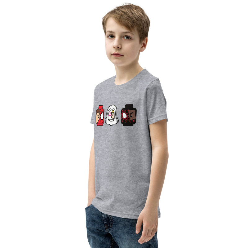 Custom Building Brick Spidey Ghostie Spin Team Minifigure Head cotton kids T-Shirt