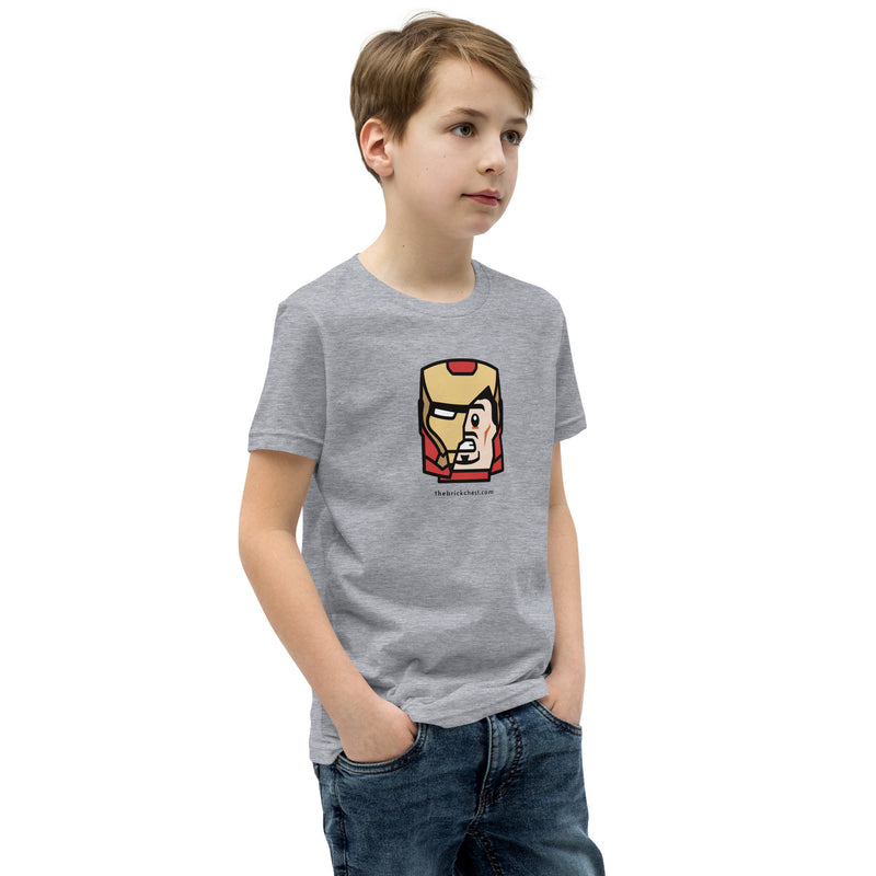 Custom Building Brick Lego Style Iron Man Tony Minifigure Head cotton Youth Short Sleeve T-Shirt