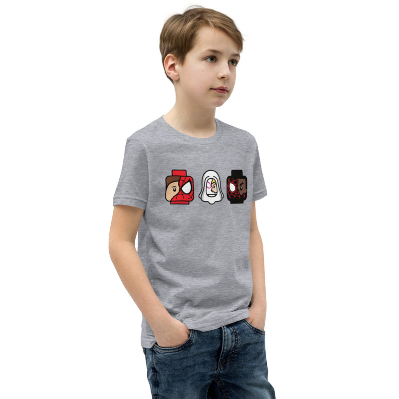 Custom Building Brick Spidey Ghostie Spin Team Minifigure Head cotton kids T-Shirt