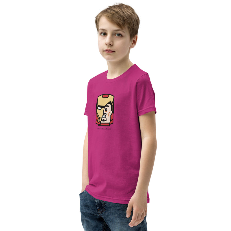 Custom Building Brick Lego Style Iron Man Tony Minifigure Head cotton Youth Short Sleeve T-Shirt