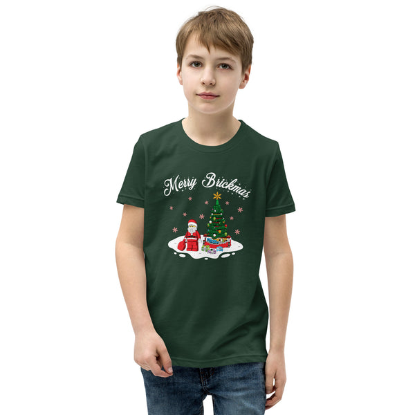 Merry Brickmas Santa Christmas Tree Youth Short Sleeve T-Shirt