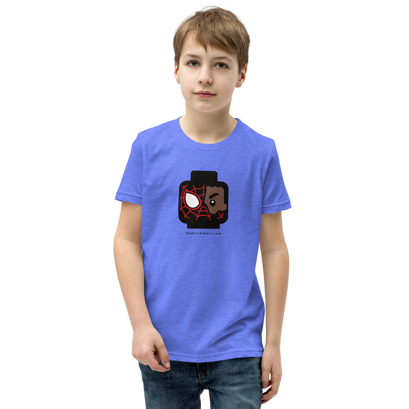 Custom Building Brick Lego Style Spidey Spin Miles Minifigure Head cotton kids Youth Short Sleeve T-Shirt