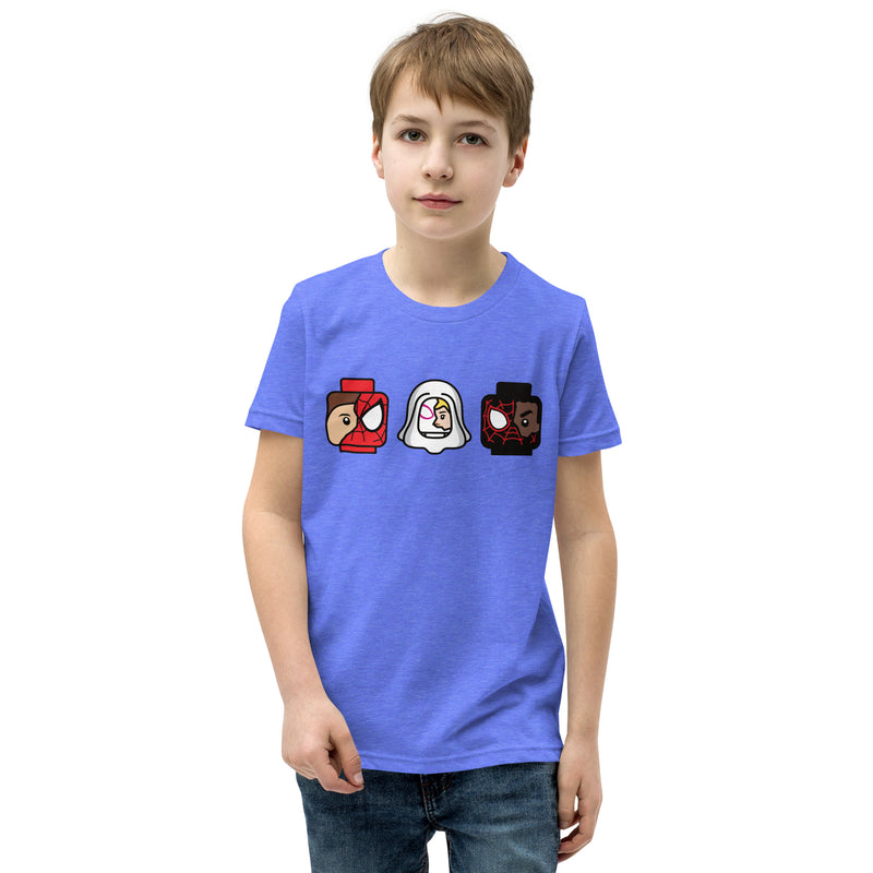 Custom Building Brick Spidey Ghostie Spin Team Minifigure Head cotton kids T-Shirt