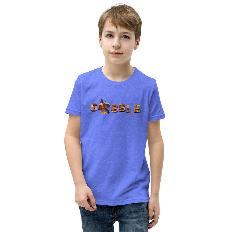 Thanksgiving Turkey Bricks Gobble Youth Short Sleeve T-Shirt