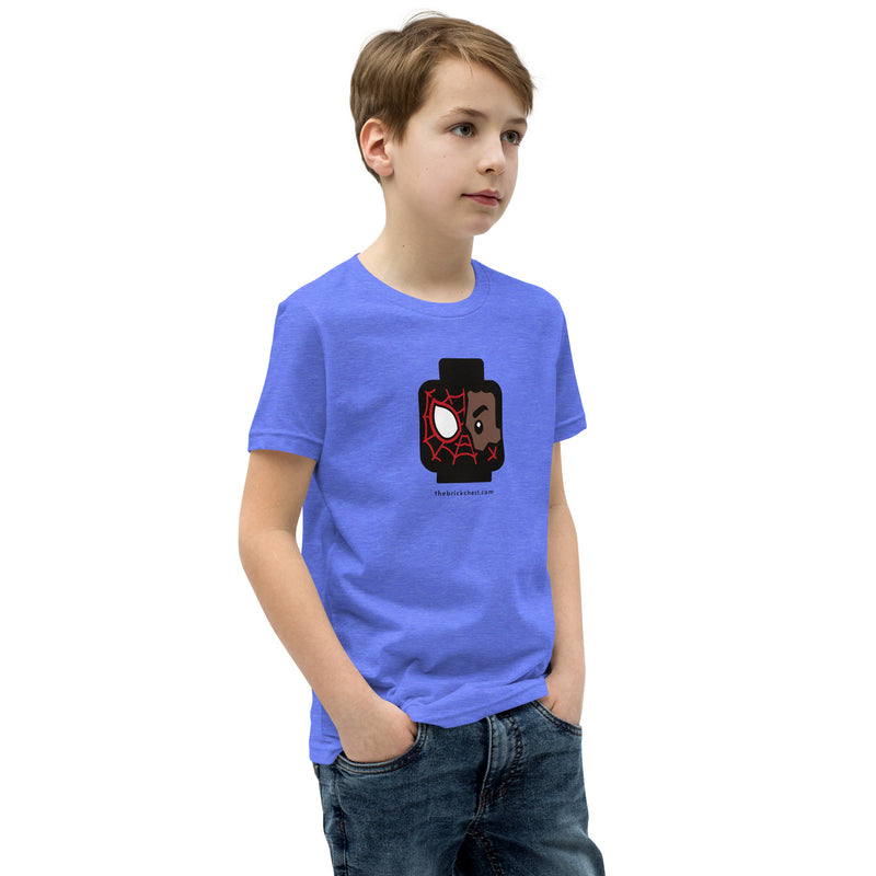 Custom Building Brick Lego Style Spidey Spin Miles Minifigure Head cotton kids Youth Short Sleeve T-Shirt