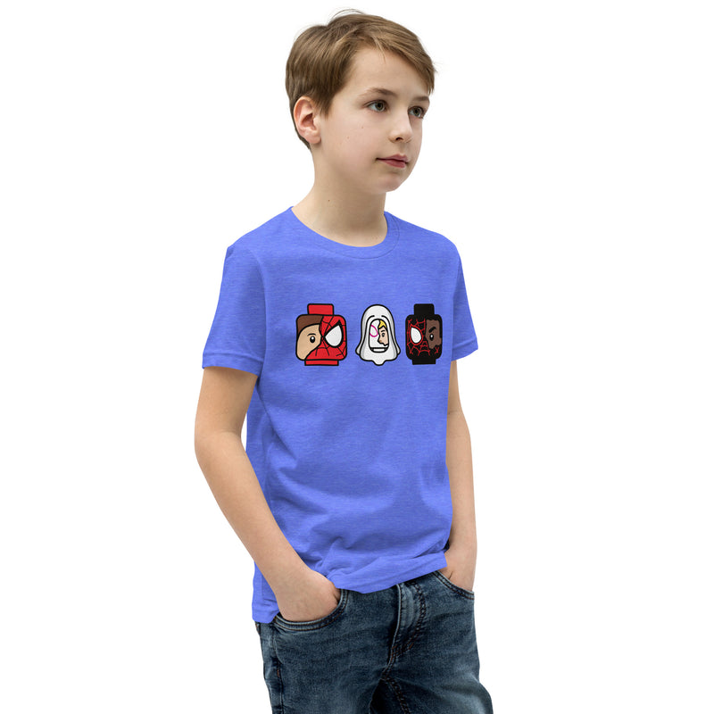 Custom Building Brick Spidey Ghostie Spin Team Minifigure Head cotton kids T-Shirt