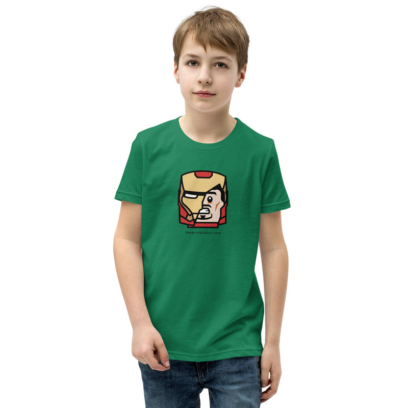 Custom Building Brick Lego Style Iron Man Tony Minifigure Head cotton Youth Short Sleeve T-Shirt