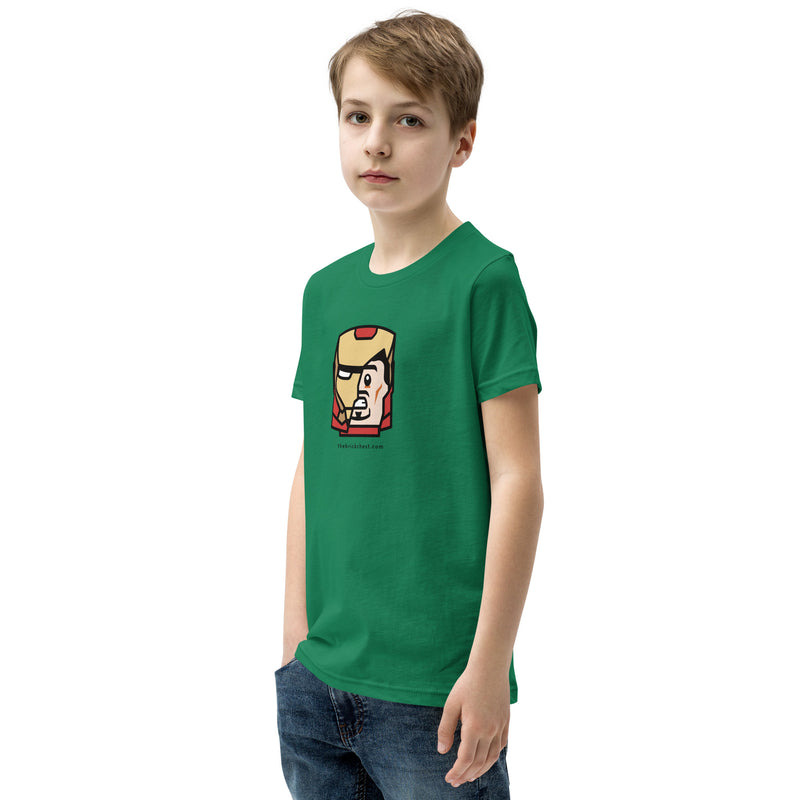 Custom Building Brick Lego Style Iron Man Tony Minifigure Head cotton Youth Short Sleeve T-Shirt