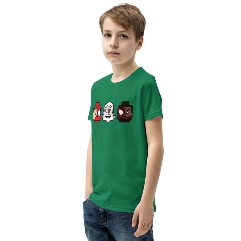 Custom Building Brick Spidey Ghostie Spin Team Minifigure Head cotton kids T-Shirt