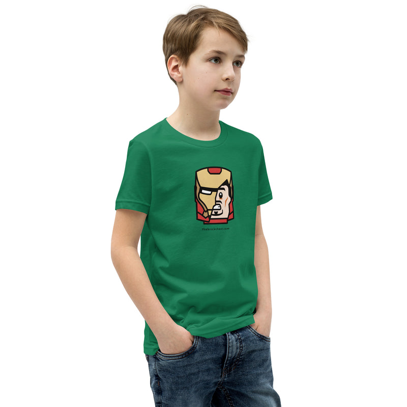 Custom Building Brick Lego Style Iron Man Tony Minifigure Head cotton Youth Short Sleeve T-Shirt