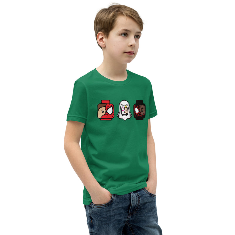 Custom Building Brick Spidey Ghostie Spin Team Minifigure Head cotton kids T-Shirt