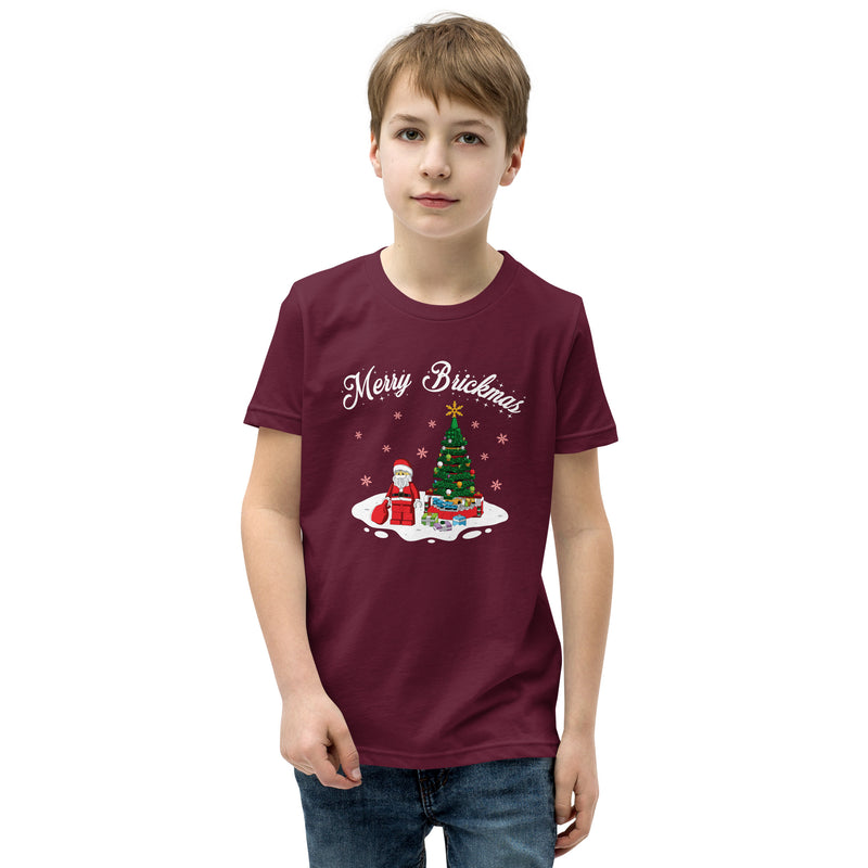 Merry Brickmas Santa Christmas Tree Youth Short Sleeve T-Shirt