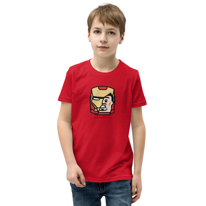 Custom Building Brick Lego Style Iron Man Tony Minifigure Head cotton Youth Short Sleeve T-Shirt