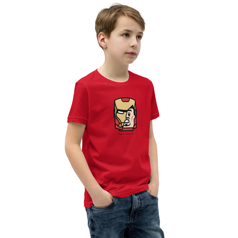 Custom Building Brick Lego Style Iron Man Tony Minifigure Head cotton Youth Short Sleeve T-Shirt