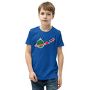 Vintage Weihnachten Weltraum Planet Weihnachtsmann Schlitten Rentier Jugend Kurzärmeliges T-Shirt