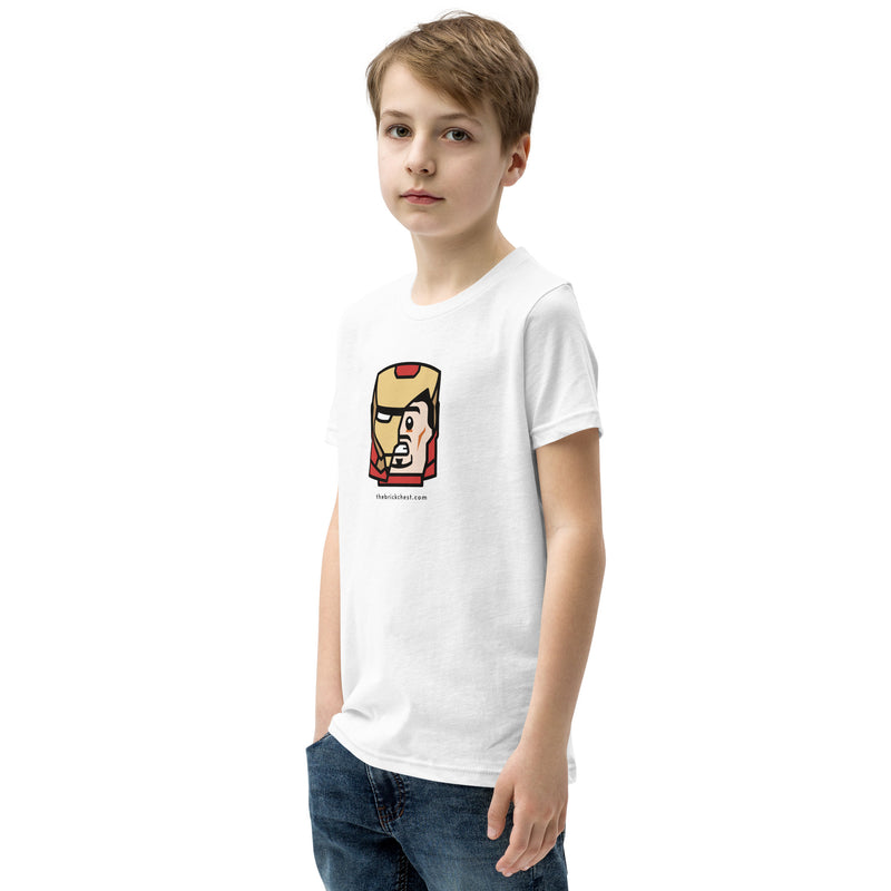 Custom Building Brick Lego Style Iron Man Tony Minifigure Head cotton Youth Short Sleeve T-Shirt