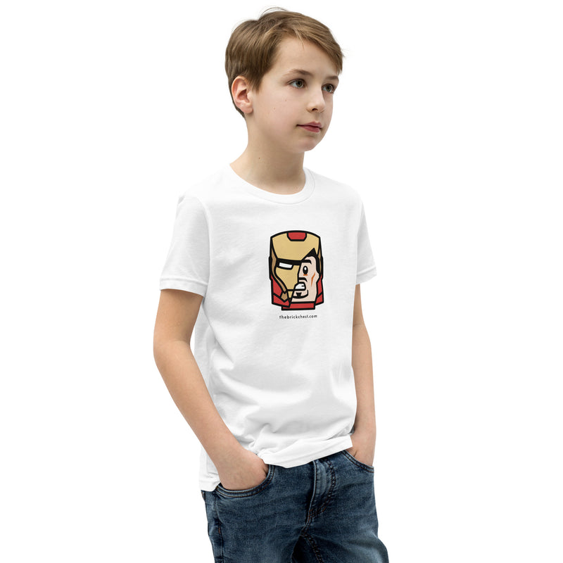 Custom Building Brick Lego Style Iron Man Tony Minifigure Head cotton Youth Short Sleeve T-Shirt