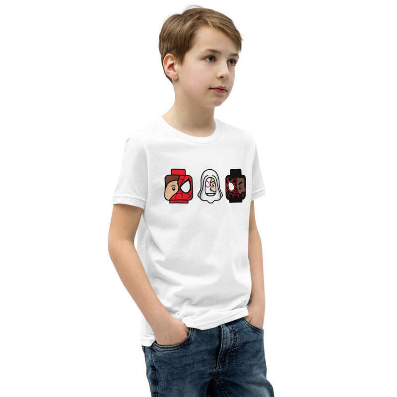 Custom Building Brick Spidey Ghostie Spin Team Minifigure Head cotton kids T-Shirt