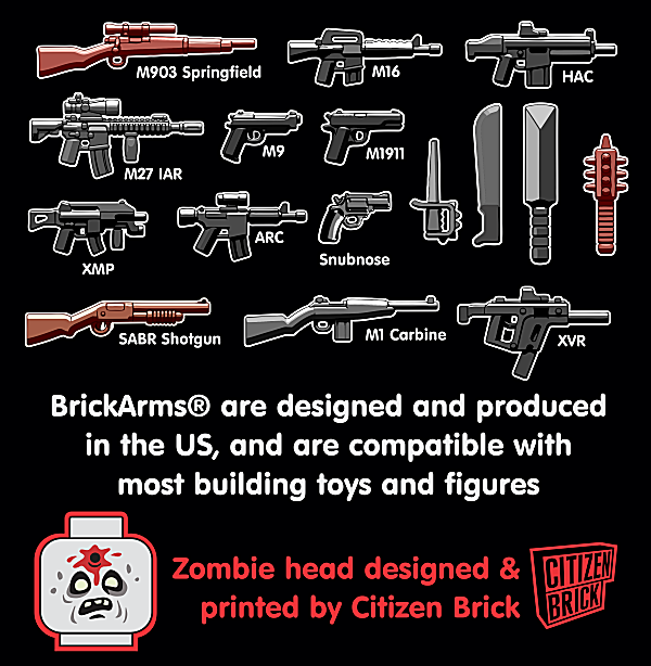 Brickarms Zombie Defense Weapons and Accessories Pack For Minifigures 2020