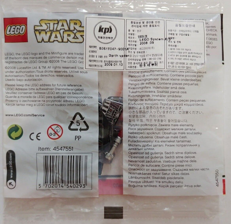 LEGO Chrome Darth Vader Star Wars 10th Anniversary Edition Polybag 4547551