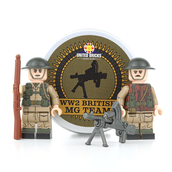 United Bricks WW2 British Machine Gun Team Military Minifigure