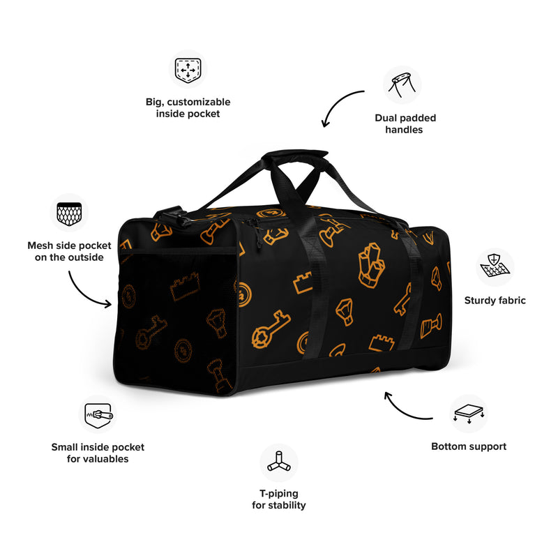 Brick Treasure Parts All-Over Print Duffle Bag Black