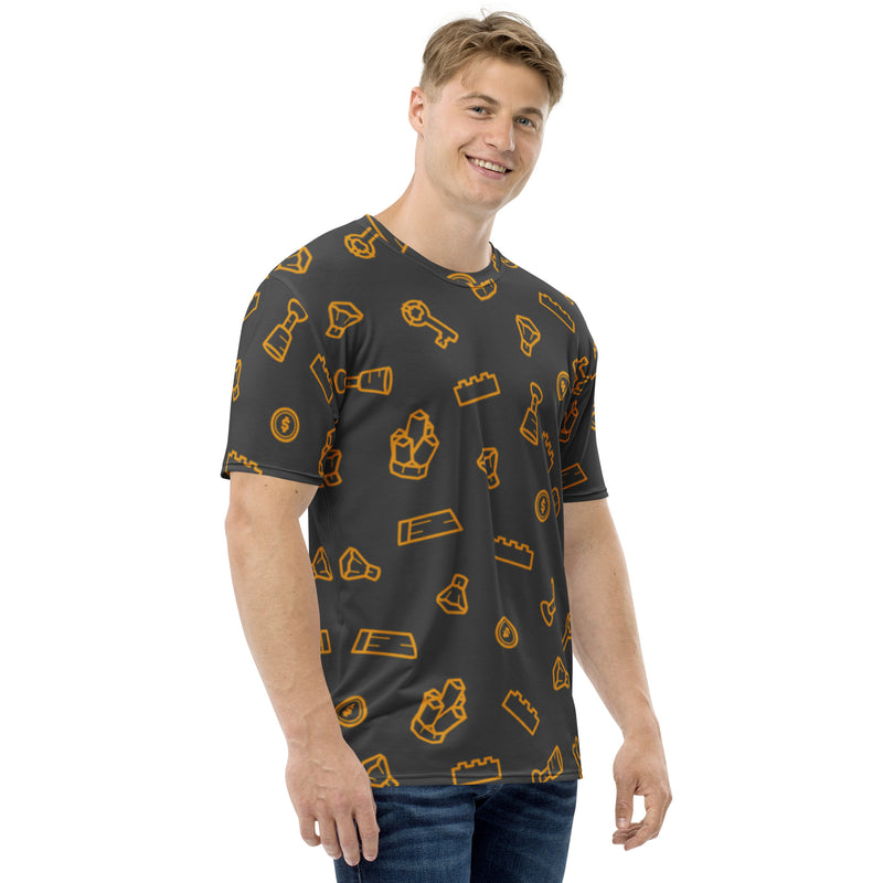 Building Brick Treasure Dark Gray All-Over Print Men's Crew Neck T-Shirt