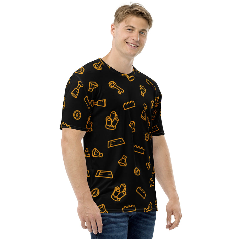 Treasure Black All-Over Print Men's Crew Neck T-Shirt