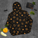 Schwarzer gruseliger Skelett, Spinne, Kürbis Halloween Brick Minifigur Teile Unisex Hoodie