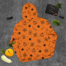 Oranger gruseliger Skelett, Spinne, Kürbis Halloween Brick Minifigur Teile Unisex Hoodie