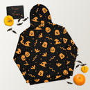 Schwarzer gruseliger Geist, Fledermaus, Kürbis, Hexe, Schlange Halloween Brick Minifigur Teile Unisex Hoodie