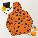 Oranger gruseliger Geist, Fledermaus, Kürbis, Hexe, Schlange Halloween Brick Minifigur Teile Unisex Hoodie