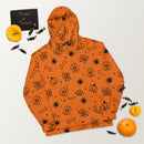 Oranger gruseliger Skelett, Spinne, Kürbis Halloween Brick Minifigur Teile Unisex Hoodie