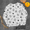 Weißes gruseliges Skelett, Spinne, Kürbis Halloween Brick Minifigur Teile Unisex Sweatshirt
