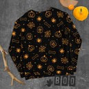 Black Spooky Skeleton, Spider, Pumpkin Halloween Brick Minifigure Parts Unisex Sweatshirt
