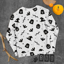 Weißes gruseliges Gespenst, Fledermaus, Kürbis, Hexe, Schlange Halloween Brick Minifigur Teile Unisex Sweatshirt