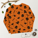 Oranges gruseliges Gespenst, Fledermaus, Kürbis, Hexe, Schlange Halloween Brick Minifigur Teile Unisex Sweatshirt
