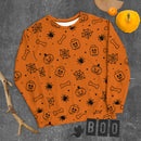 Oranges gruseliges Skelett, Spinne, Kürbis Halloween Brick Minifigur Teile Unisex Sweatshirt