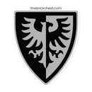 Vintage Schloss Schild Falke Ziegel Minifigur Aufkleber