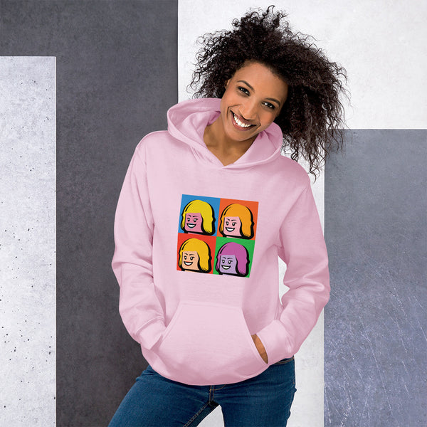 Warhol Art Style Custom Lady Minifigure Head Unisex Hoodie